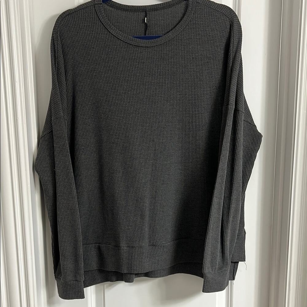 Dark Gray Waffle Knit Sweater